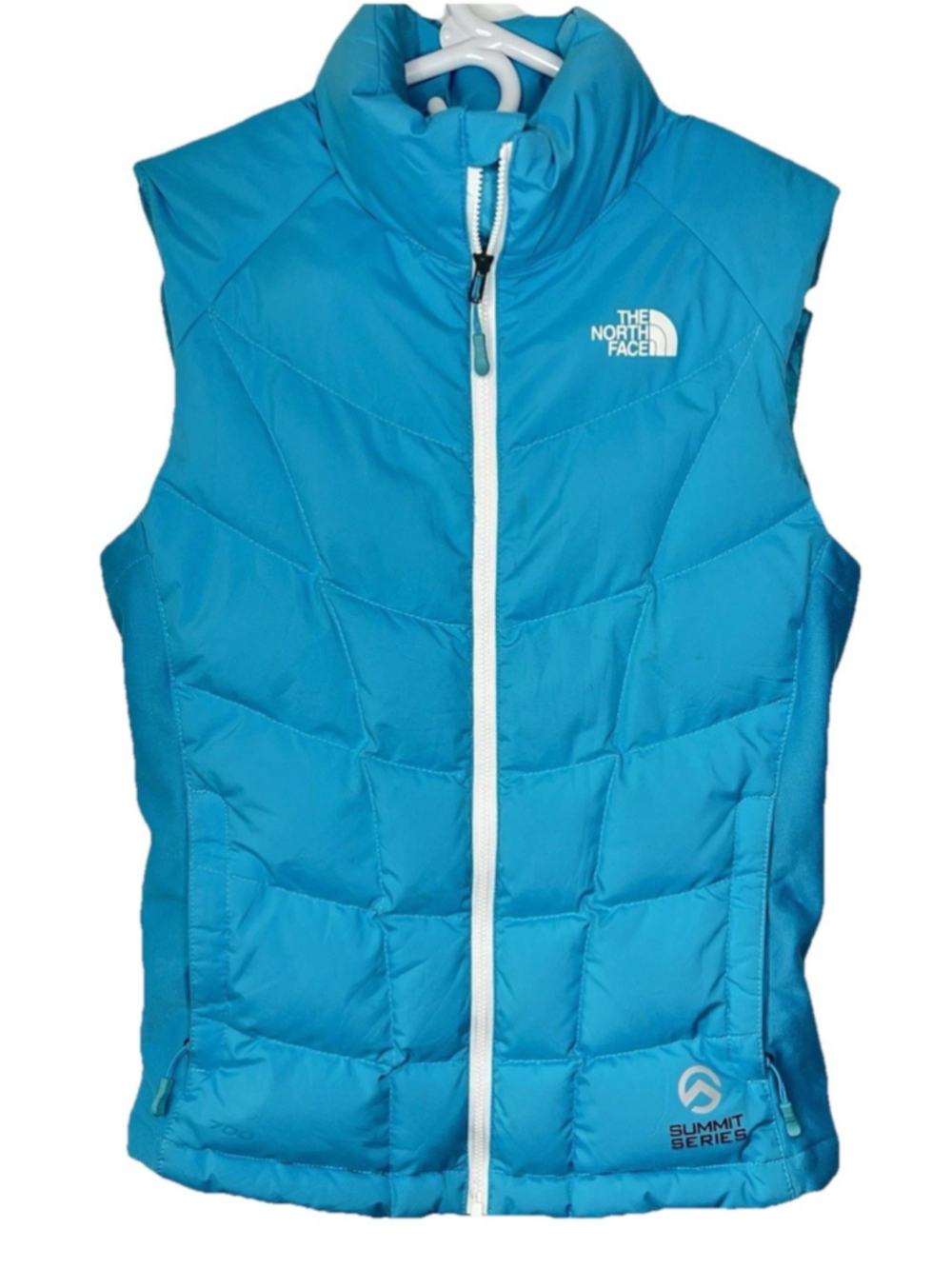 The North Face Summit Series Puffer Vest Full Zip Womens XS Turquoise Aqua Blue